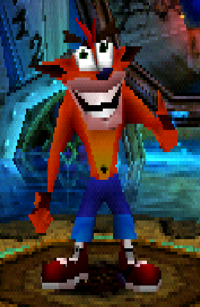 crash smiling with a thumbs up from crash bandicoot 2